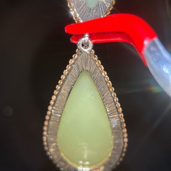 Yellow/Pink Stones Drop Earrings - Picture 4 of 6